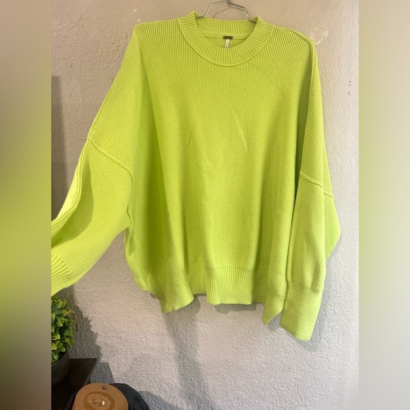 Free People Womens Easy Street Ribbed Knit Tunic Sweater Top Med Citron Green - Picture 13 of 13